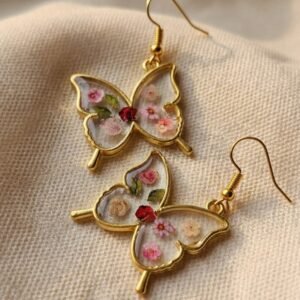 Golden floral Butterfly Earrings