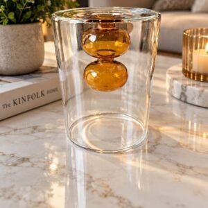 Double walled glass vase (amber)