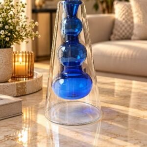 Double wall hourglass vase (blue)