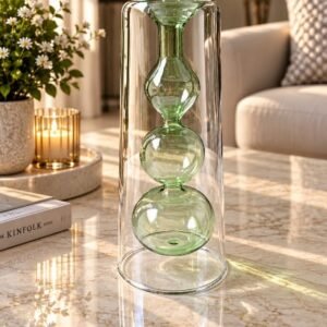 Nordic creative double wall glass (olive green)