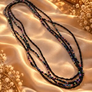 Multi-layered seed bead necklace
