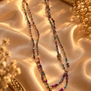 Multi-layered seed bead necklace