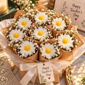 Daisy candle bouquet single (teachers' day edition)