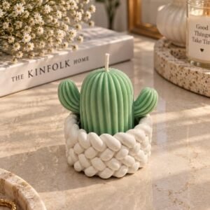 Mini cactus candle with pot